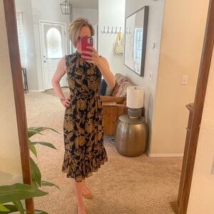 Floral Black and Gold Dress